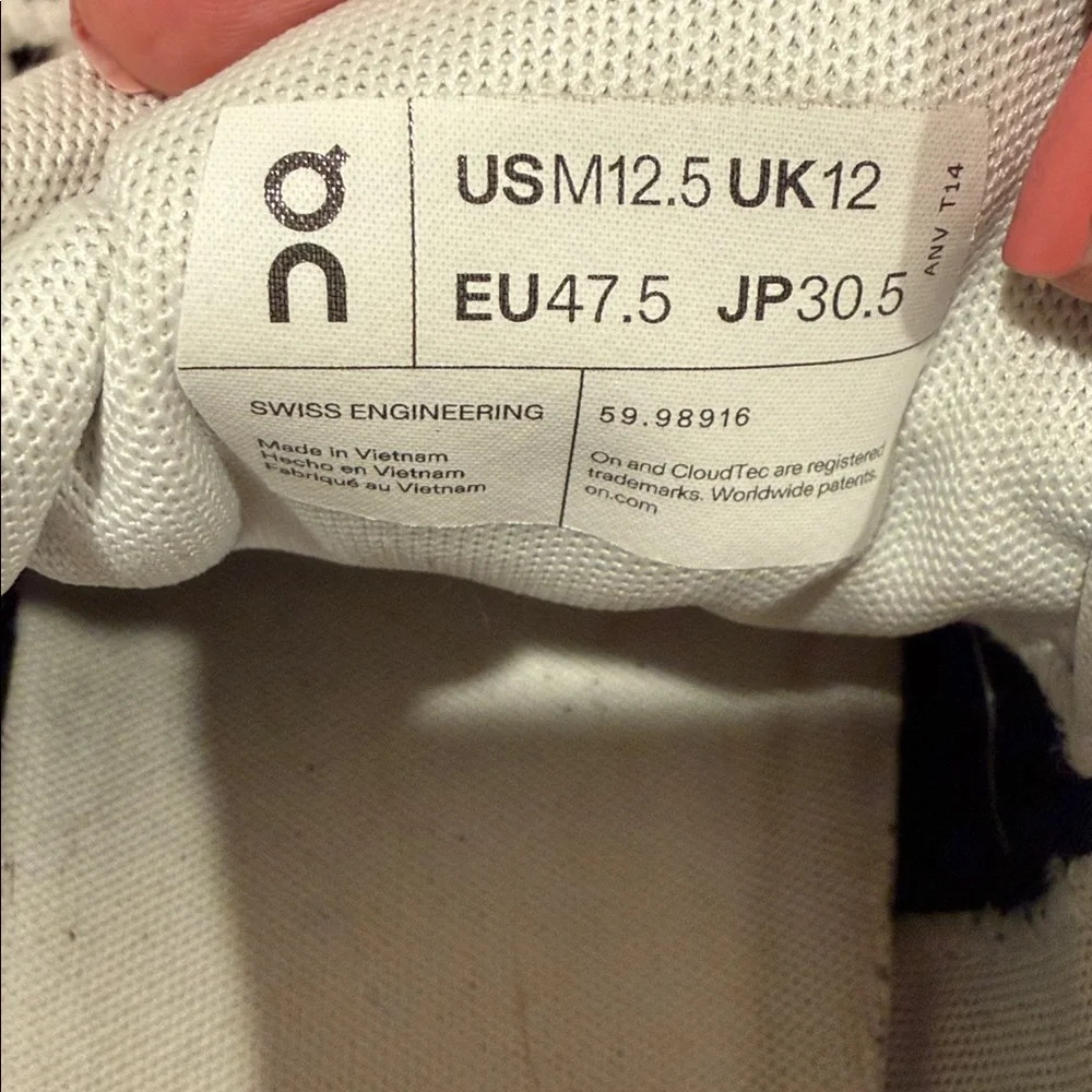 On Cloud M 12.5  Running Men's Dark Blue Athletic Shoes - Picture 7 of 9